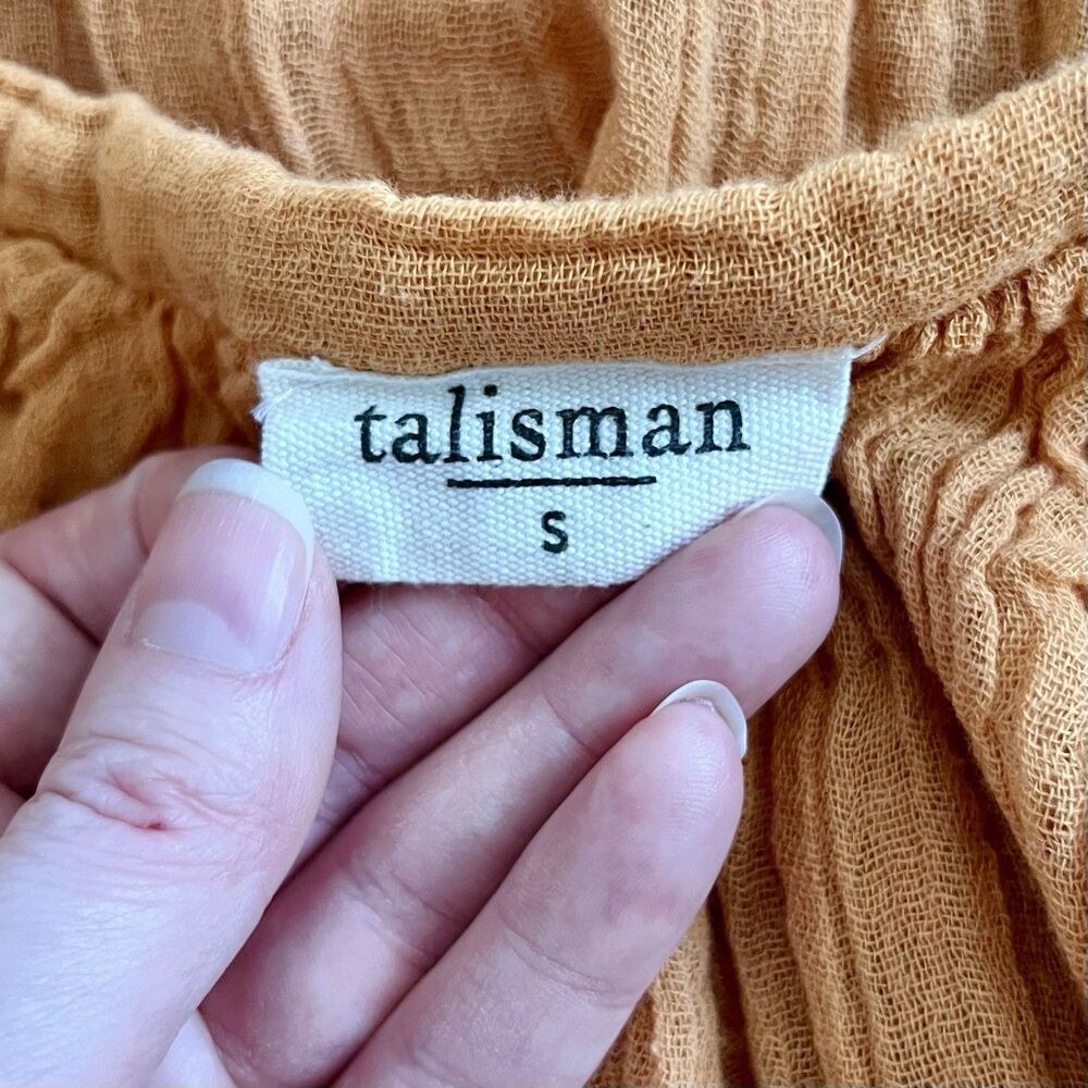 Talisman Australia Women’s Sz S Santiago Tumeric Gold Gauzy Dress Hippie Fairy - Picture 5 of 9